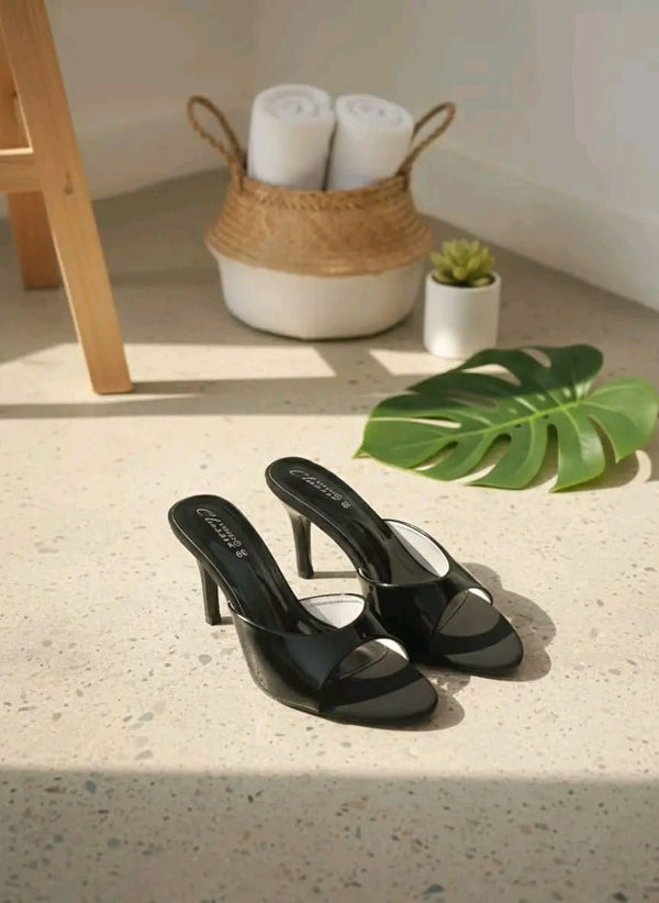 Premium Black & Off White Pointed Toe Pencil Heels | Elegant Slip-On Heels