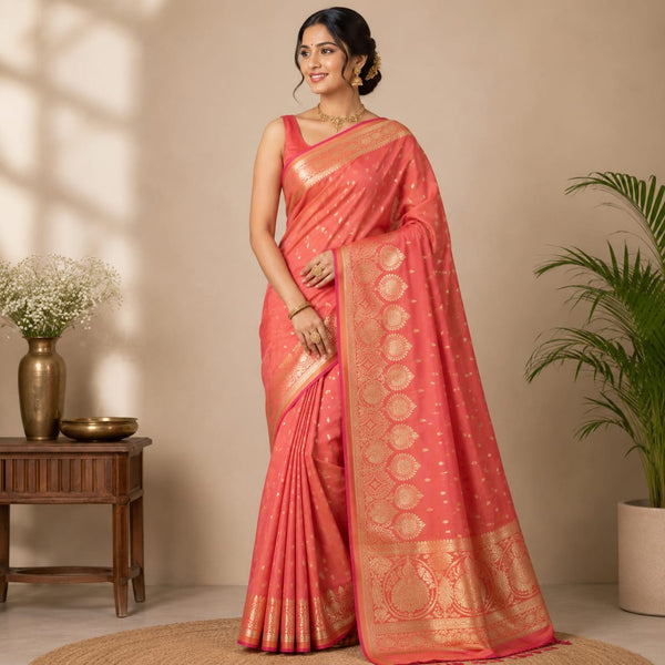 Premium Orange Pouthani Katan Saree